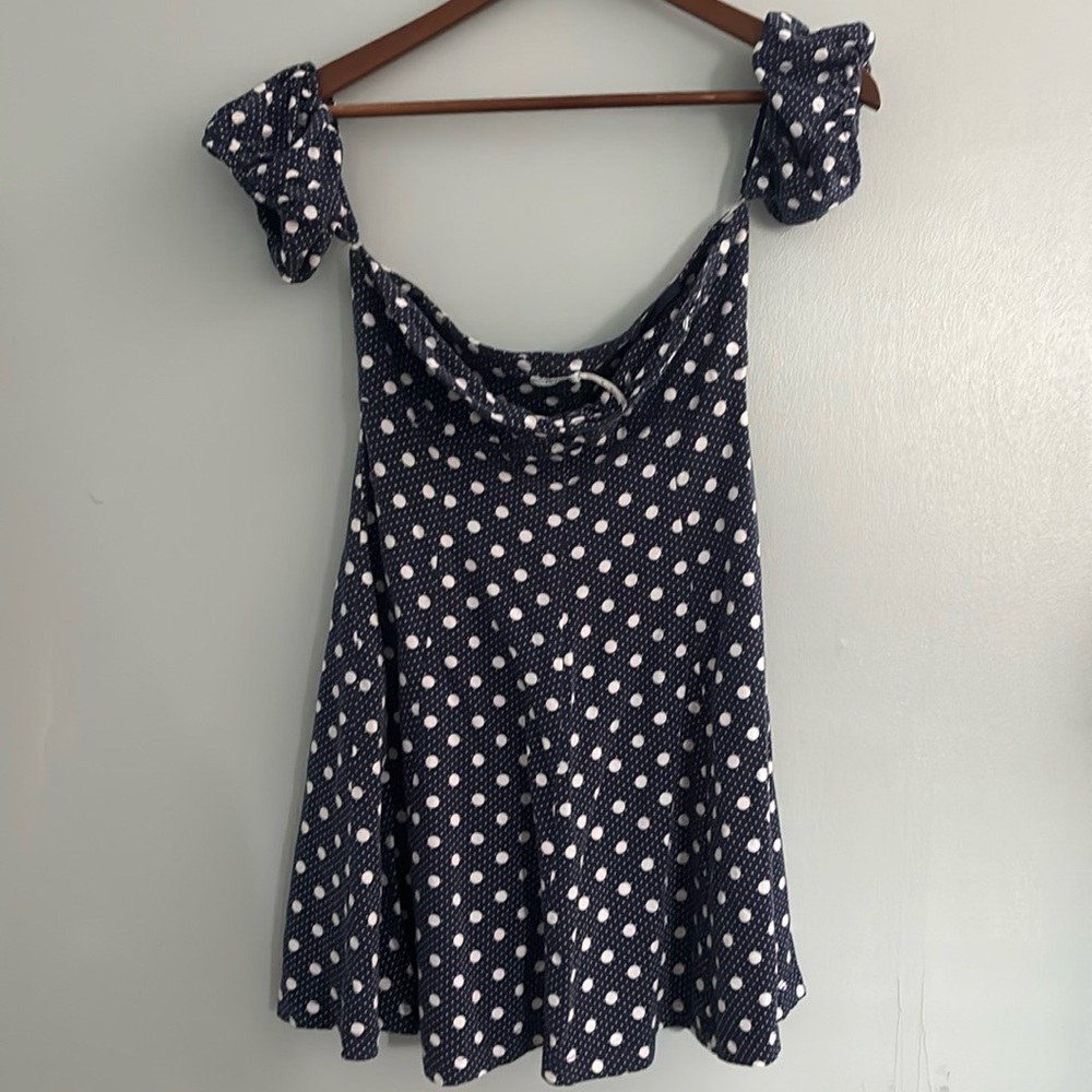 URBAN OUTFITTERS POLKA DOT DRESS, SIZE: M, COLOR: BLUE AND WHITE